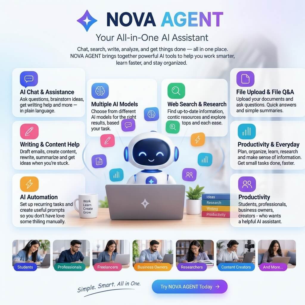 NOVA AGENT AI assistant interface for everyday tasks