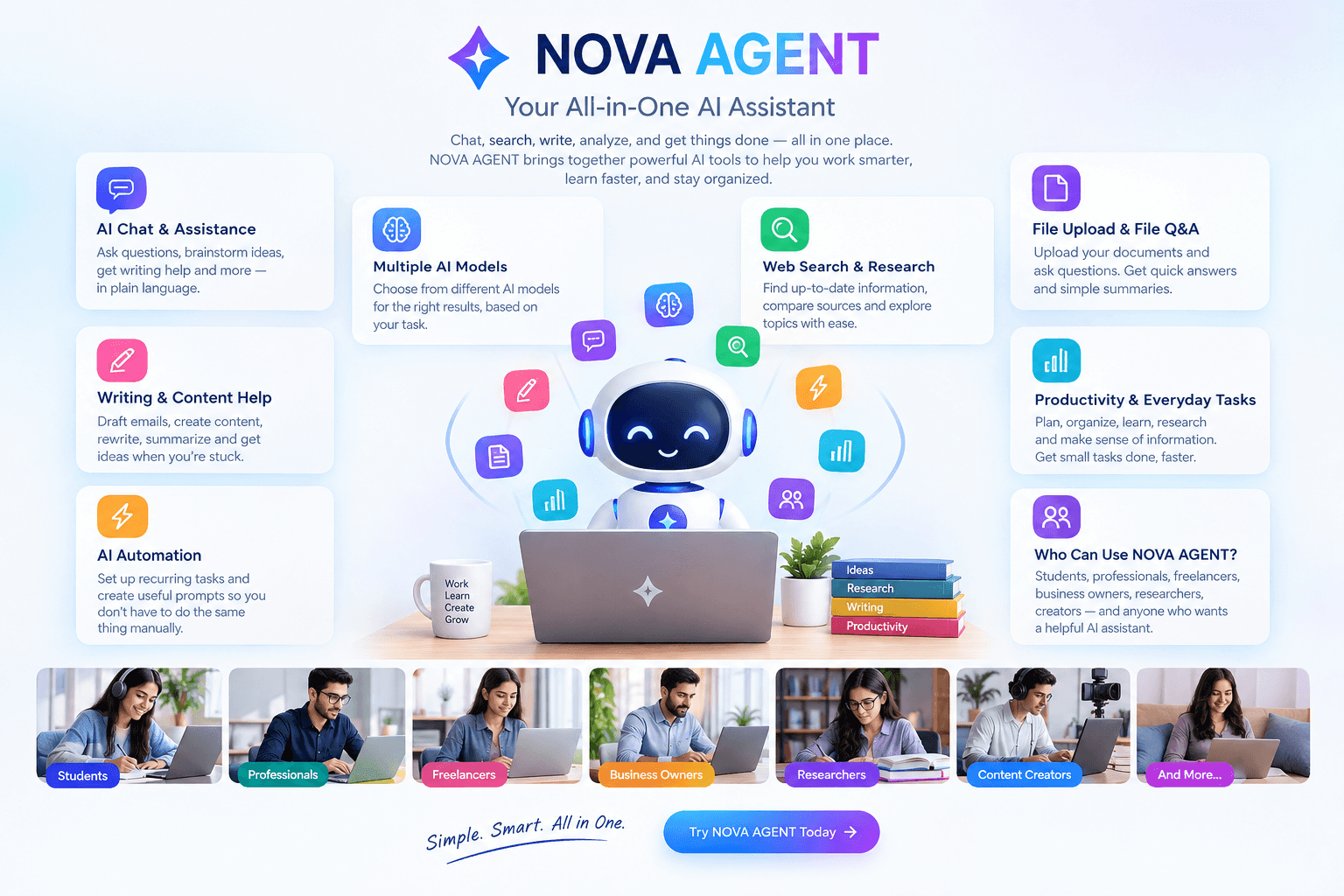 NOVA AGENT AI assistant interface for everyday tasks